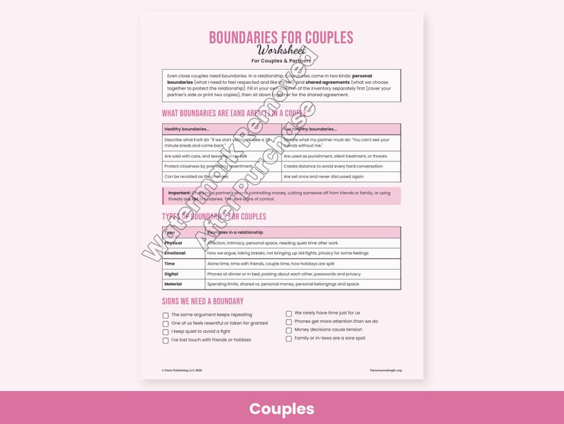 Healthy Boundaries Worksheets for Adults, Couples & Teens, Setting Limits Scripts, Therapy Printable PDF image 4