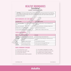 Healthy Boundaries Worksheets for Adults, Couples & Teens, Setting Limits Scripts, Therapy Printable PDF image 2