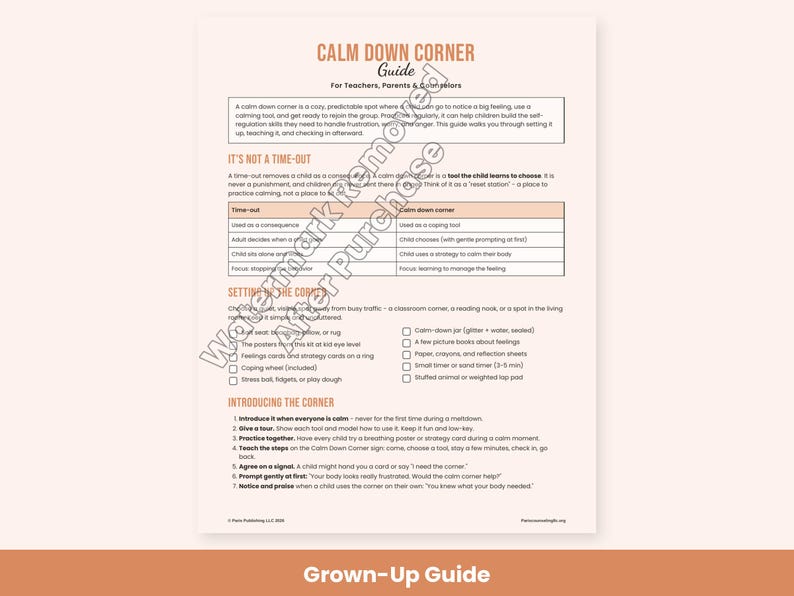 Calm Down Corner Kit, Calming Posters, Feelings & Strategy Cards, SEL Classroom Printable for Kids image 5