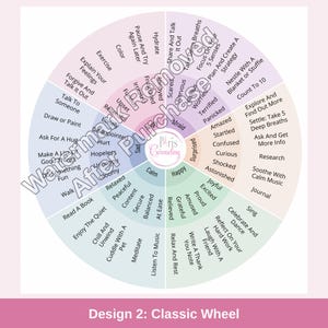Coping Wheel Printable, Feelings and Coping Skills Chart for Kids Teens Adults, Therapy Resource imagen 3