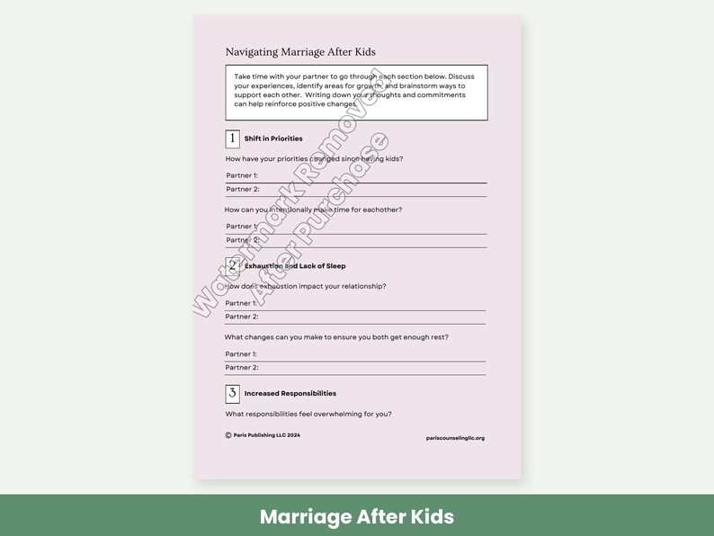 Family Therapy Worksheet Bundle, Blended Family, Co-Parenting, Couples and Parent Child Communication image 6