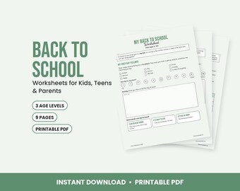 Hojas de trabajo para la vuelta al cole para niños, adolescentes y padres, nervios del primer día, tabla de rutinas, SEL