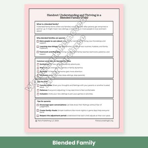 Family Therapy Worksheet Bundle, Blended Family, Co-Parenting, Couples and Parent Child Communication image 2