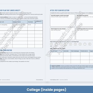 Test Anxiety Worksheets for Kids, Teens, College - Exam Stress Coping Skills, Study Plan PDF image 6