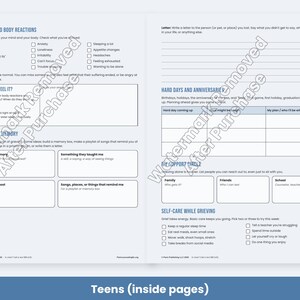 Grief and Loss Worksheets for Kids, Teens & Adults, Bereavement Therapy Printable, Coping Skills image 5
