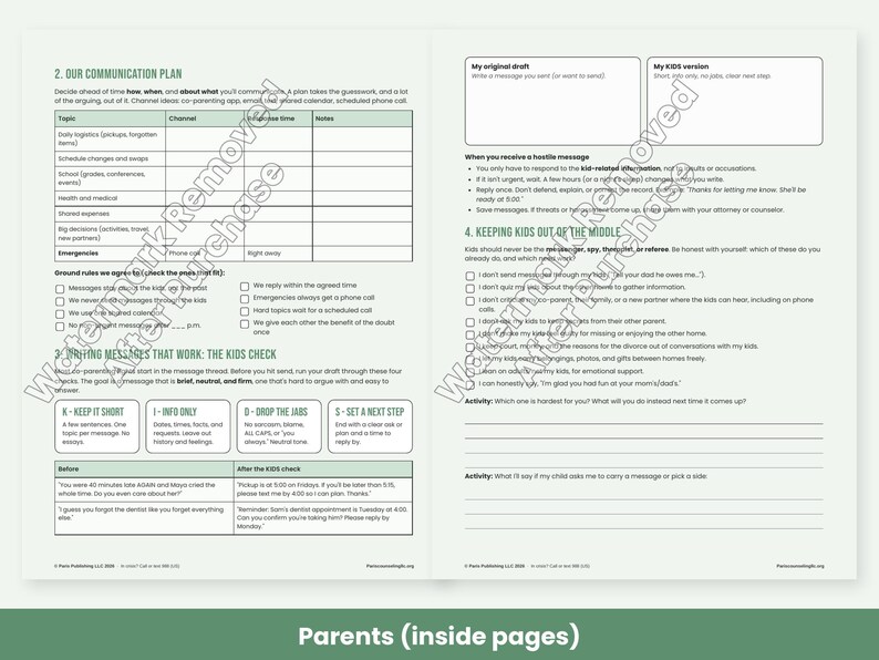Co-Parenting Worksheets for Divorce, Two Homes Kids Activity, Teen Coping, Communication Plan, Therapy PDF image 3