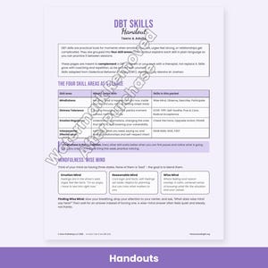 DBT Skills Worksheets, Distress Tolerance, Emotion Regulation, DEAR MAN, Diary Card, Therapy Handouts image 2