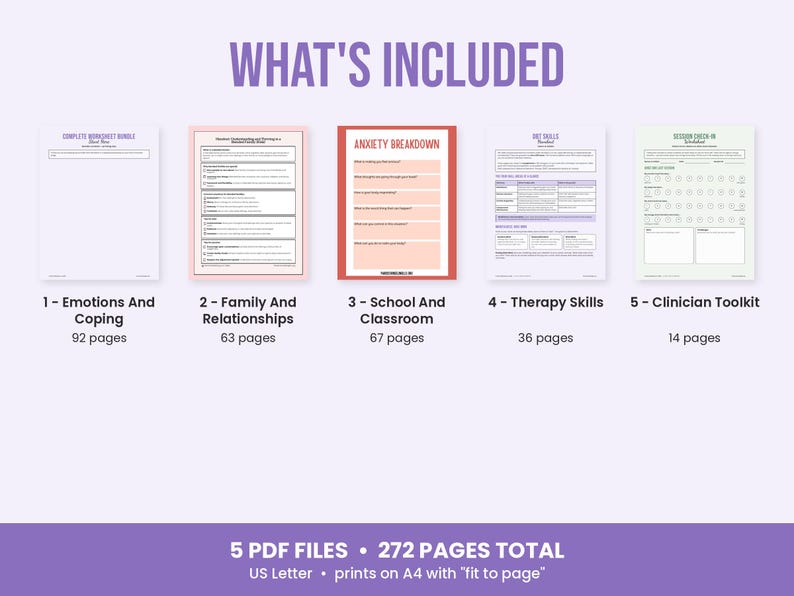 Complete Therapy Worksheet Bundle, Every Paris Counseling Printable, CBT, DBT, Anxiety, Family and Clinician Forms image 7