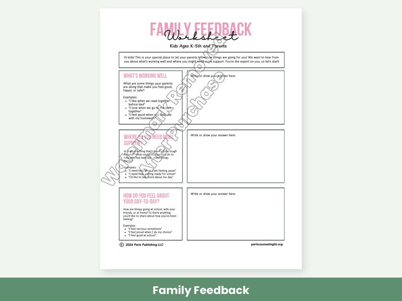 Family Therapy Worksheet Bundle, Blended Family, Co-Parenting, Couples and Parent Child Communication image 4