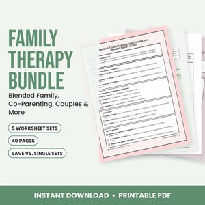 Family Therapy Worksheet Bundle, Blended Family, Co-Parenting, Couples and Parent Child Communication