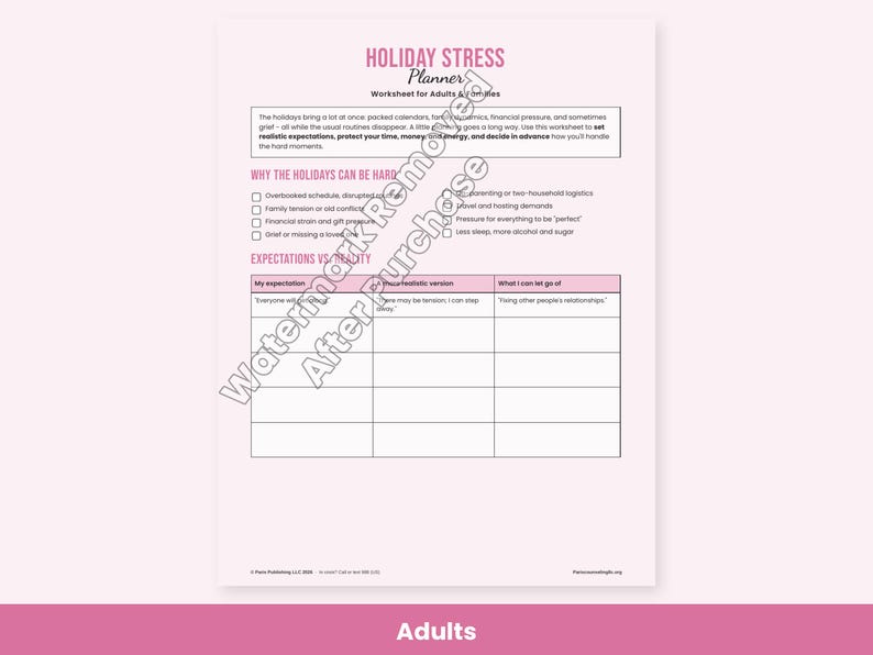 Holiday Stress Worksheets for Kids, Teens & Adults - Winter Break Coping, Boundaries, Therapy Printable PDF image 6