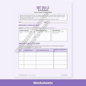 DBT Skills Worksheets, Distress Tolerance, Emotion Regulation, DEAR MAN, Diary Card, Therapy Handouts image 4
