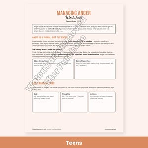 Hojas de trabajo para el manejo de la ira para niños, adolescentes y adultos: técnicas para calmarse, terapia (PDF imprimible) imagen 4