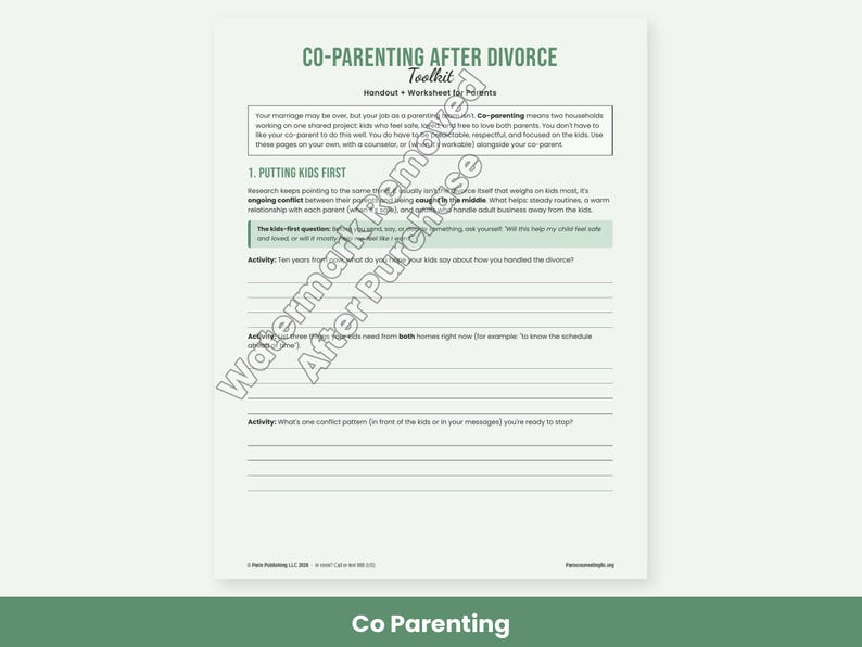 Family Therapy Worksheet Bundle, Blended Family, Co-Parenting, Couples and Parent Child Communication image 3