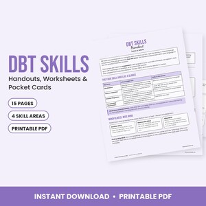 DBT Skills Worksheets, Distress Tolerance, Emotion Regulation, DEAR MAN, Diary Card, Therapy Handouts