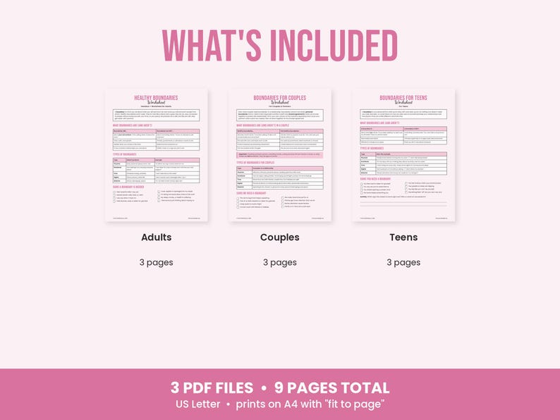 Healthy Boundaries Worksheets for Adults, Couples & Teens, Setting Limits Scripts, Therapy Printable PDF image 8
