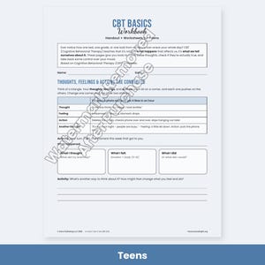 CBT Worksheets for Adults and Teens, Thought Record, Thinking Traps, Cognitive Distortions, Therapy Handouts image 4