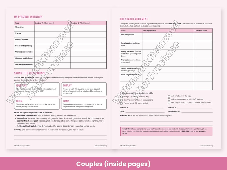 Healthy Boundaries Worksheets for Adults, Couples & Teens, Setting Limits Scripts, Therapy Printable PDF image 5