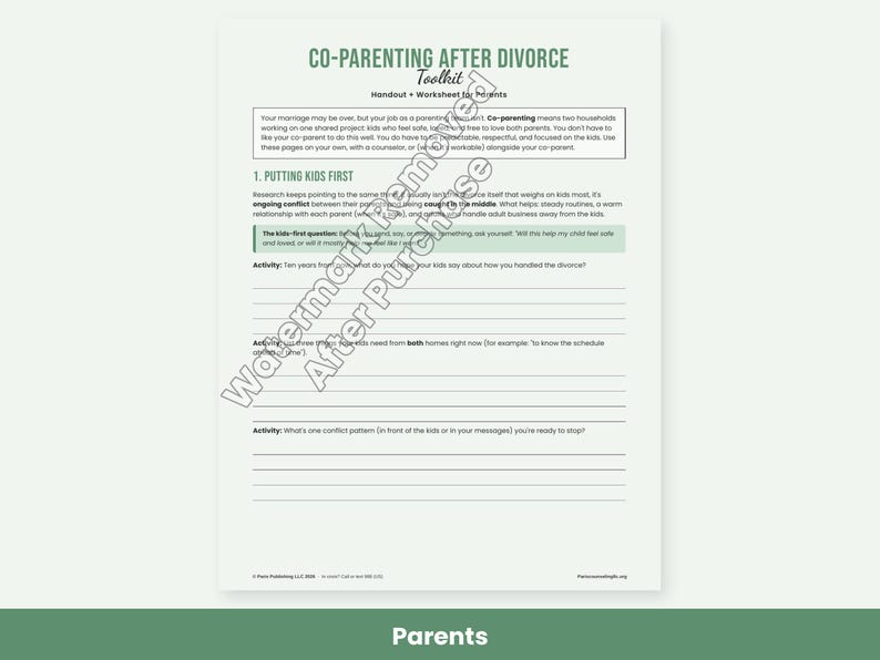 Co-Parenting Worksheets for Divorce, Two Homes Kids Activity, Teen Coping, Communication Plan, Therapy PDF image 2
