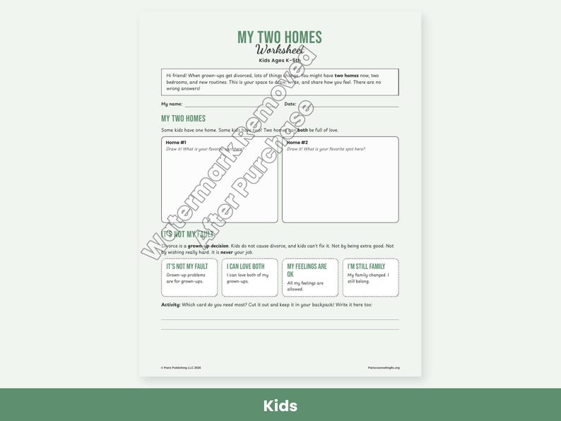 Co-Parenting Worksheets for Divorce, Two Homes Kids Activity, Teen Coping, Communication Plan, Therapy PDF image 4