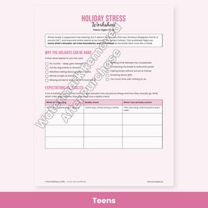 Holiday Stress Worksheets for Kids, Teens & Adults - Winter Break Coping, Boundaries, Therapy Printable PDF image 4