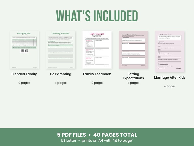 Family Therapy Worksheet Bundle, Blended Family, Co-Parenting, Couples and Parent Child Communication image 7