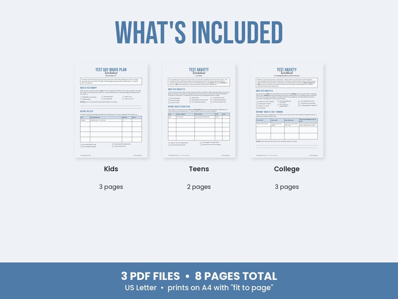 Test Anxiety Worksheets for Kids, Teens, College - Exam Stress Coping Skills, Study Plan PDF image 7