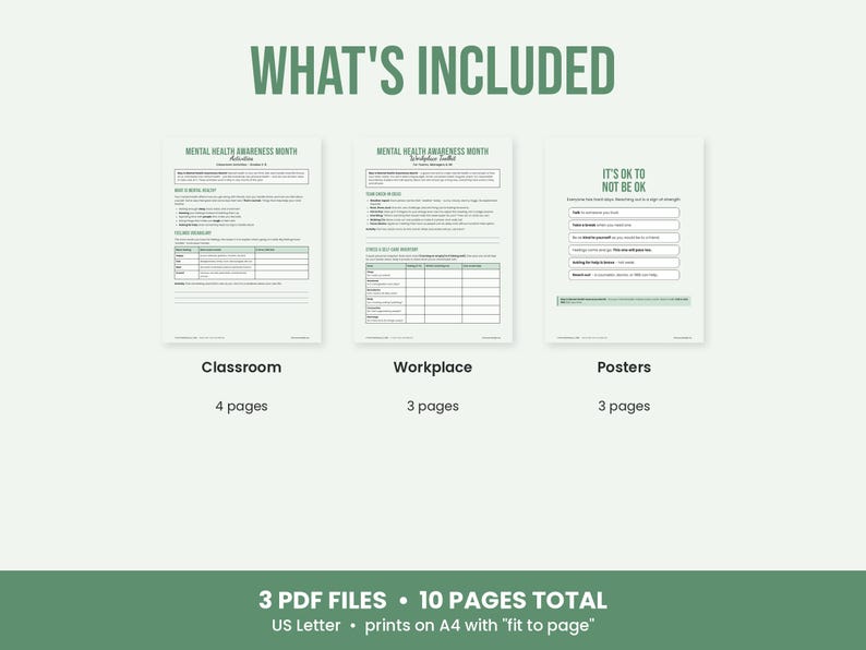 Mental Health Awareness Month Printables, Classroom Activities, Workplace Wellness Toolkit, May Posters image 8