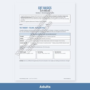 CBT Worksheets for Adults and Teens, Thought Record, Thinking Traps, Cognitive Distortions, Therapy Handouts image 2