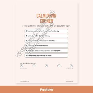Calm Down Corner Kit, Calming Posters, Feelings & Strategy Cards, SEL Classroom Printable for Kids image 2