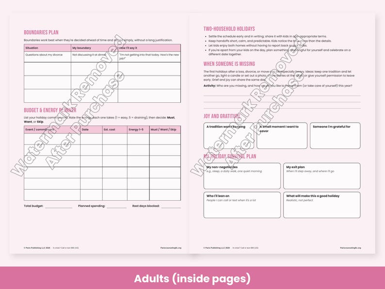 Holiday Stress Worksheets for Kids, Teens & Adults - Winter Break Coping, Boundaries, Therapy Printable PDF image 7