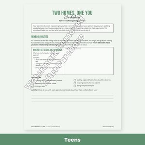 Co-Parenting Worksheets for Divorce, Two Homes Kids Activity, Teen Coping, Communication Plan, Therapy PDF image 6