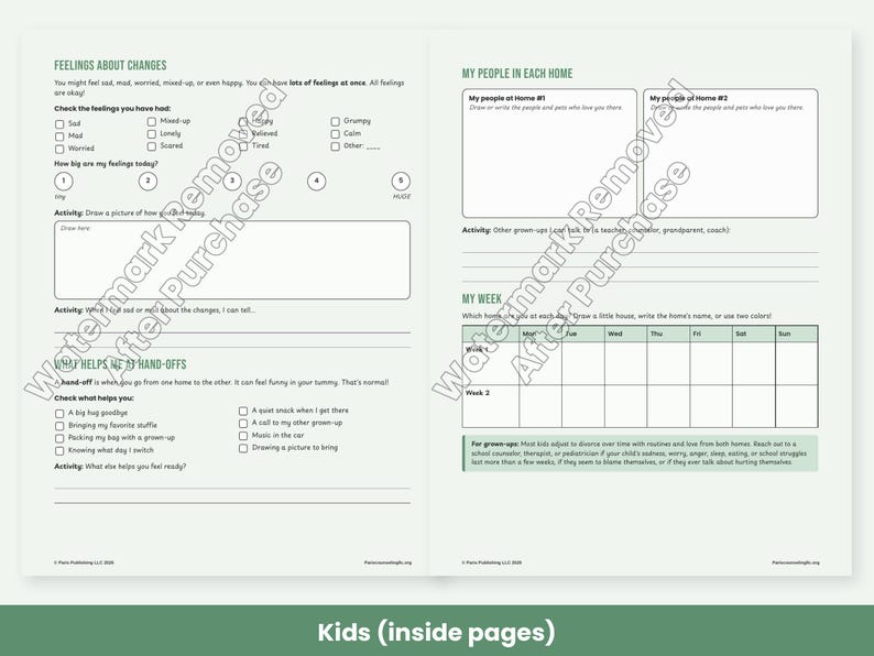 Co-Parenting Worksheets for Divorce, Two Homes Kids Activity, Teen Coping, Communication Plan, Therapy PDF image 5