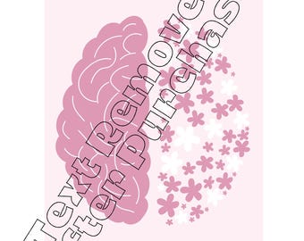 Puede incluir: Gráfico rosa con un contorno de cerebro a la izquierda y un grupo de flores rosas y blancas a la derecha. El texto "BE KIND TO YOUR MIND" está en la parte inferior del gráfico.