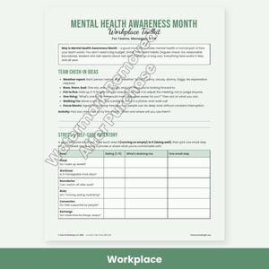Mental Health Awareness Month Printables, Classroom Activities, Workplace Wellness Toolkit, May Posters image 4