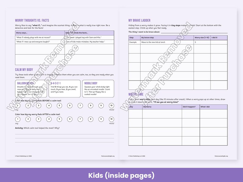 Angstbewältigungs-Arbeitsblätter für Kinder, Jugendliche und Erwachsene – Kognitive Verhaltenstherapie, Angstleiter, Sorgentagebuch Bild 3