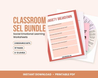 Classroom SEL Bundle, Social Emotional Learning Worksheets, Coping Wheel, Resilience and Friendship