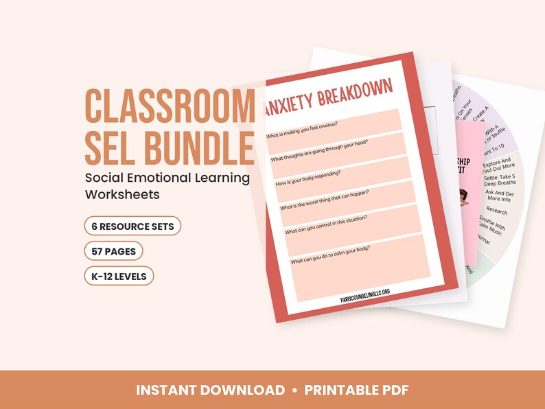 SEL-Paket für den Unterricht, Arbeitsblätter zum sozial-emotionalen Lernen, Bewältigungsrad, Resilienz und Freundschaft Bild 1