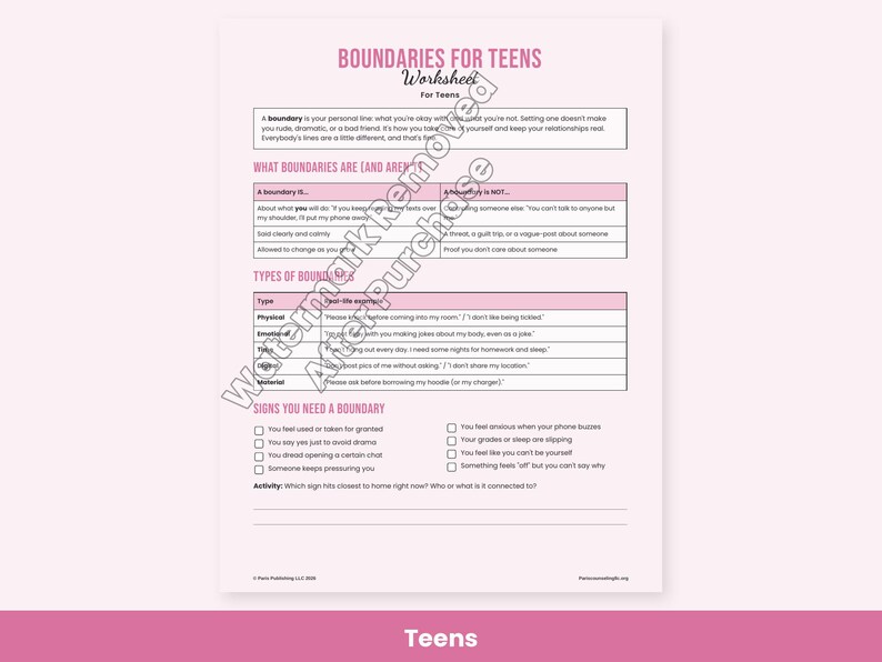 Healthy Boundaries Worksheets for Adults, Couples & Teens, Setting Limits Scripts, Therapy Printable PDF image 6