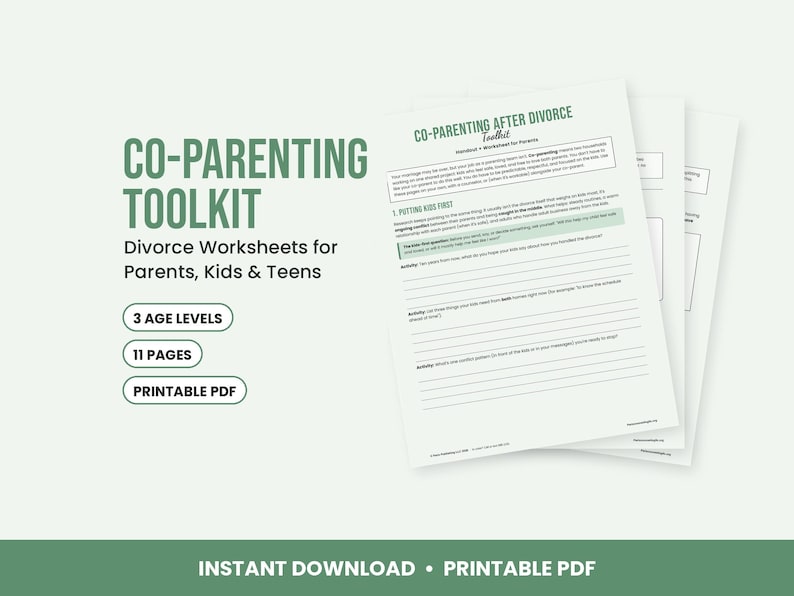 Co-Parenting Worksheets for Divorce, Two Homes Kids Activity, Teen Coping, Communication Plan, Therapy PDF image 1