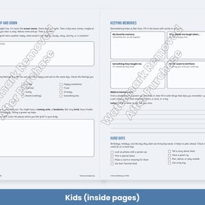 Grief and Loss Worksheets for Kids, Teens & Adults, Bereavement Therapy Printable, Coping Skills image 3
