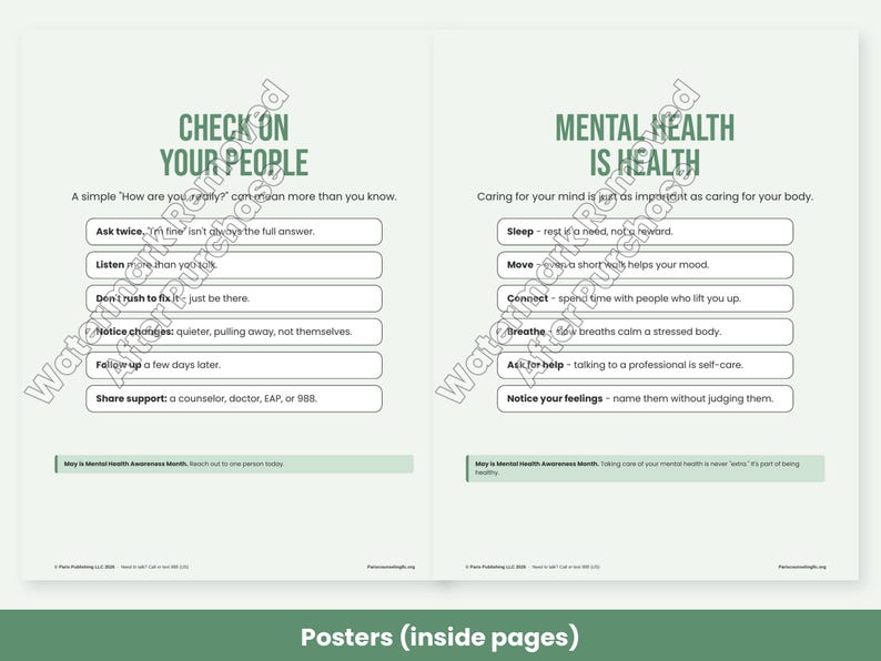 Mental Health Awareness Month Printables, Classroom Activities, Workplace Wellness Toolkit, May Posters image 7