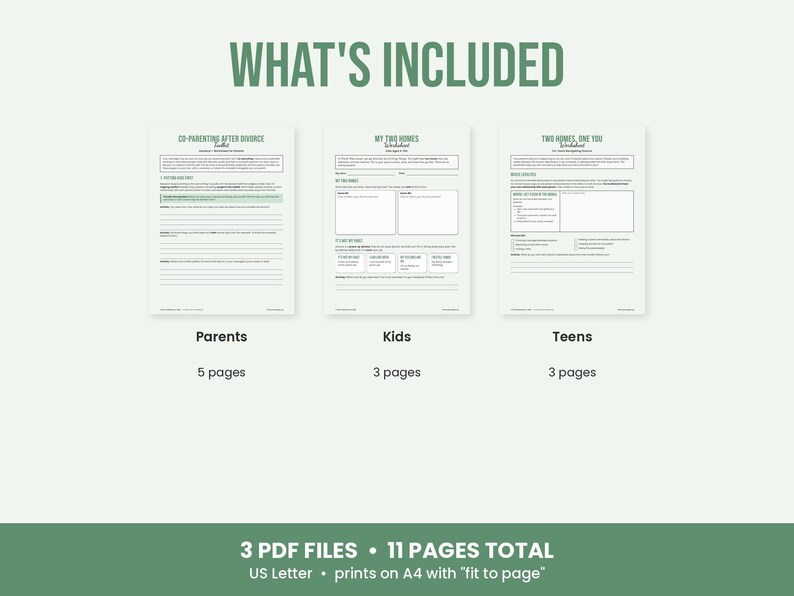 Co-Parenting Worksheets for Divorce, Two Homes Kids Activity, Teen Coping, Communication Plan, Therapy PDF image 8