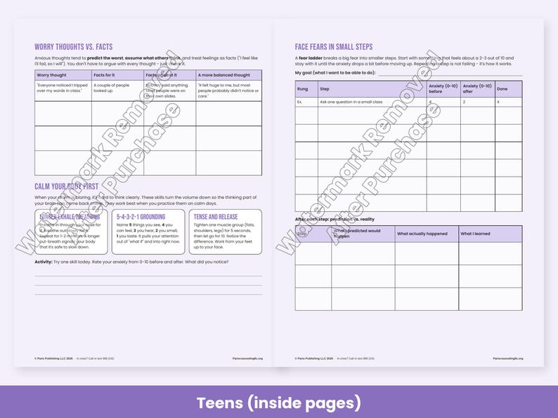 Angstbewältigungs-Arbeitsblätter für Kinder, Jugendliche und Erwachsene – Kognitive Verhaltenstherapie, Angstleiter, Sorgentagebuch Bild 5