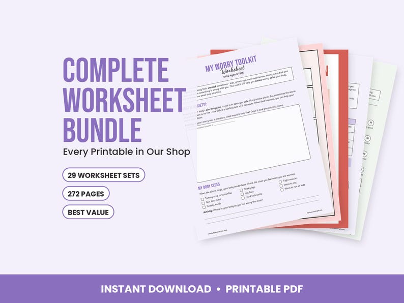 Complete Therapy Worksheet Bundle, Every Paris Counseling Printable, CBT, DBT, Anxiety, Family and Clinician Forms image 1
