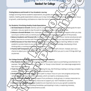 Puede incluir: Un folleto para estudiantes universitarios sobre expectativas saludables de calificaciones. El folleto incluye consejos sobre c&oacute;mo establecer metas, adoptar una mentalidad de crecimiento, equilibrar la vida acad&eacute;mica y personal, definir el &eacute;xito en tus propios t&eacute;rminos y practicar la autocompasi&oacute;n.