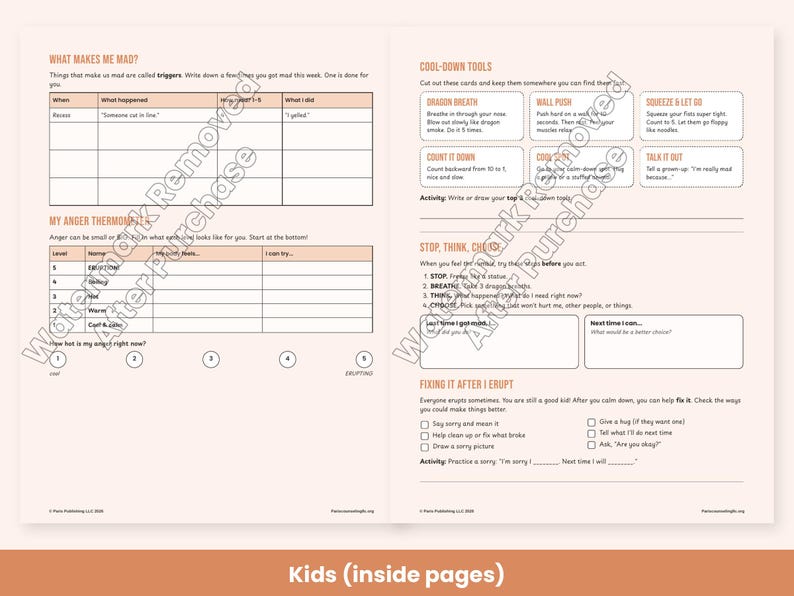 Hojas de trabajo para el manejo de la ira para niños, adolescentes y adultos: técnicas para calmarse, terapia (PDF imprimible) imagen 3