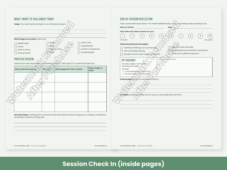 Therapist Forms: SOAP DAP BIRP Progress Notes, Treatment Plan Template, Session Check-In, Welcome Packet image 3