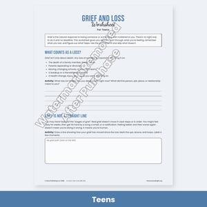 Grief and Loss Worksheets for Kids, Teens & Adults, Bereavement Therapy Printable, Coping Skills image 4