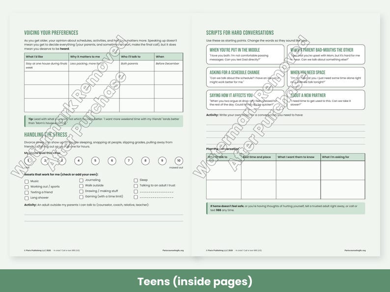 Co-Parenting Worksheets for Divorce, Two Homes Kids Activity, Teen Coping, Communication Plan, Therapy PDF image 7